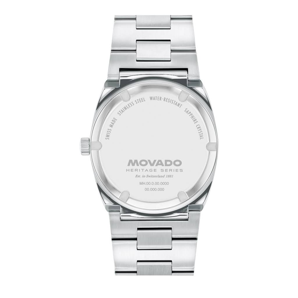 Movado Heritage Series Ondoplan 36mm Blue Dial Steel Bracelet Men's Watch - 3650215