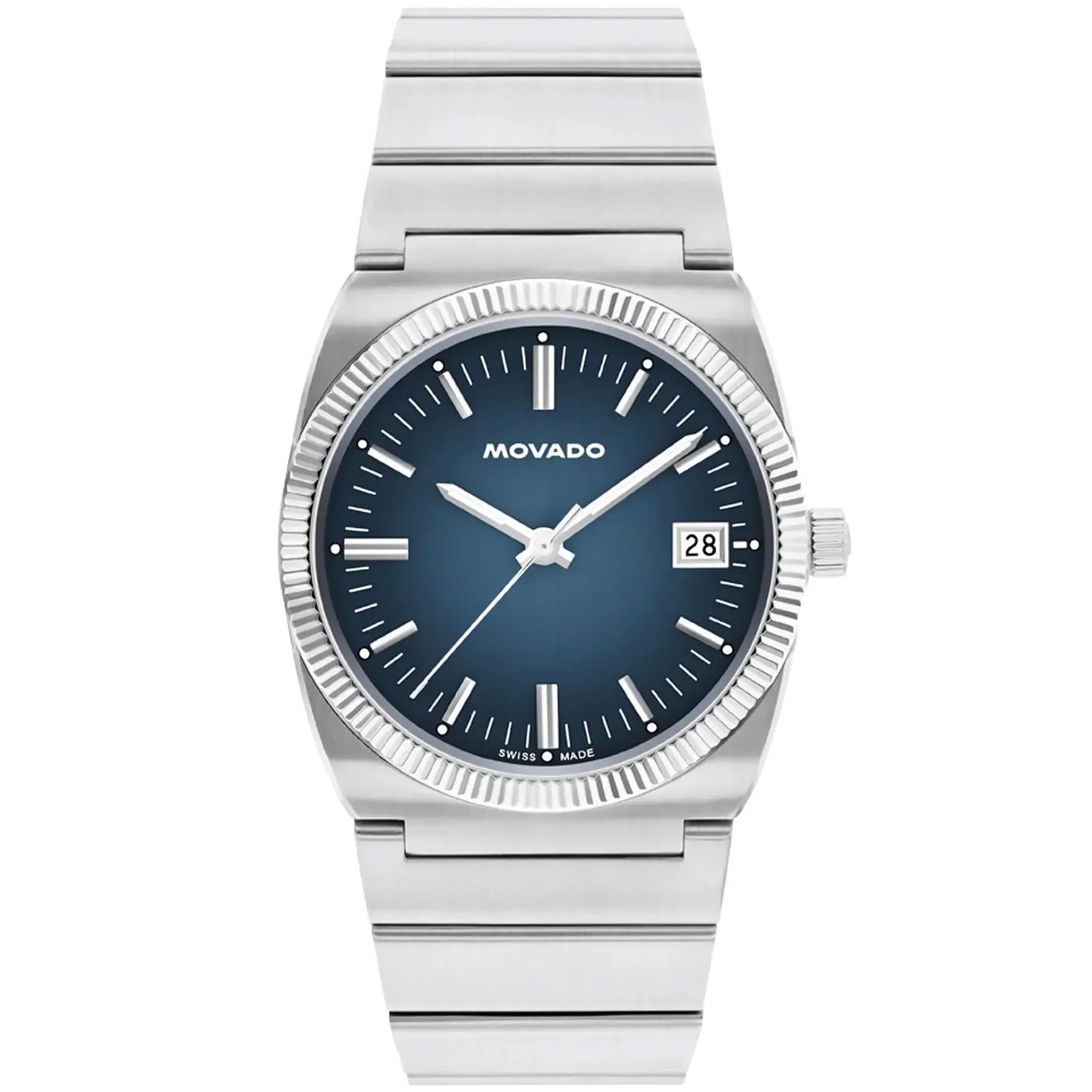 Movado Heritage Series Ondoplan 36mm Blue Dial Steel Bracelet Men's Watch - 3650215