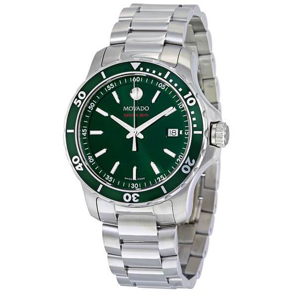 Movado Series 800 Green Dial Stainless Steel Men's Watch 2600136