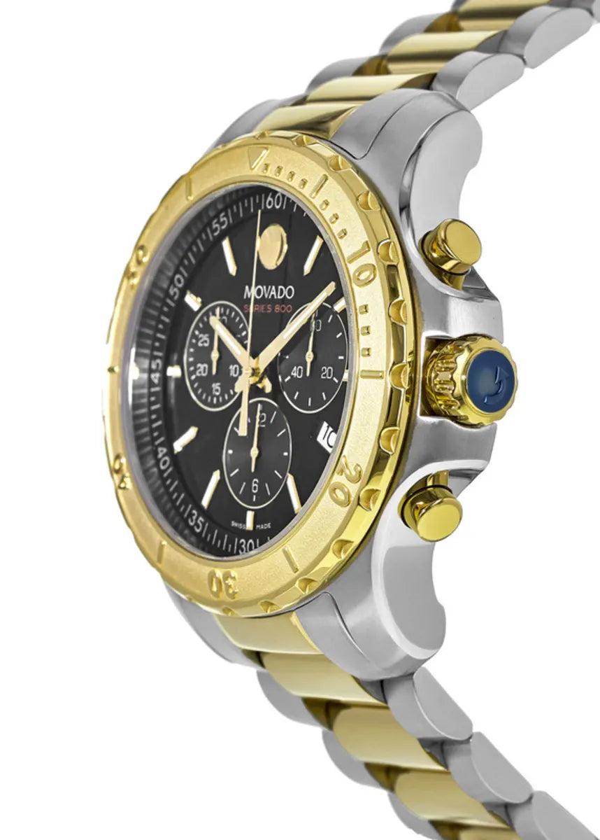 Movado Series 800 Chronograph Black Dial Two-Tone Men's Watch - 2600138