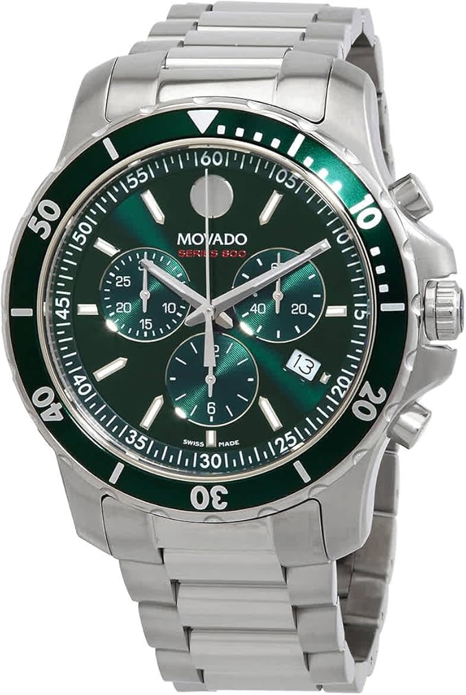 Movado Series 800 Chronograph Quartz Green Dial Men's Watch - 2600179