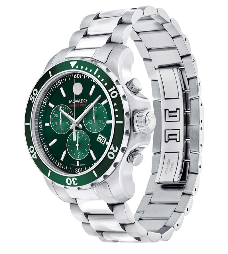 Movado Series 800 Chronograph Quartz Green Dial Men's Watch - 2600179