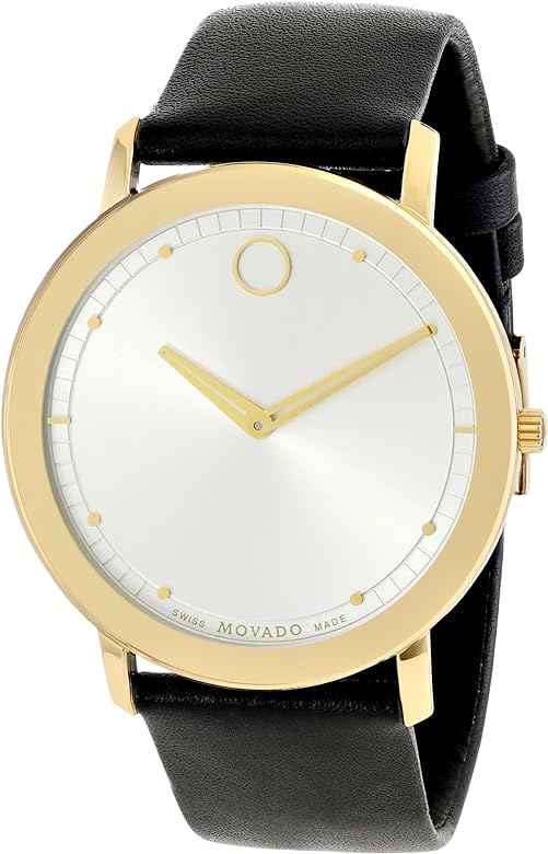 Movado TC Silver Dial Black Leather Strap Men Watch - 0606695