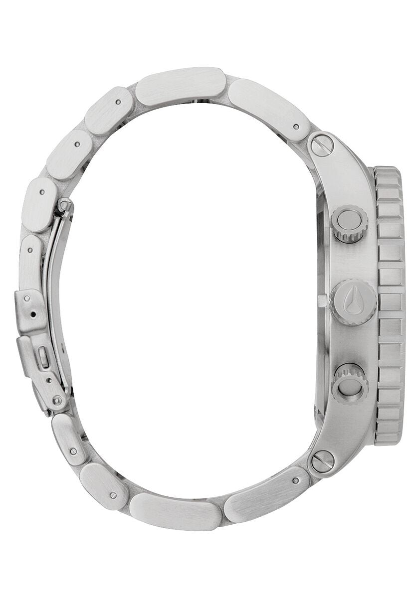 Nixon 51-30 watch side view showing stainless steel bracelet and case profile