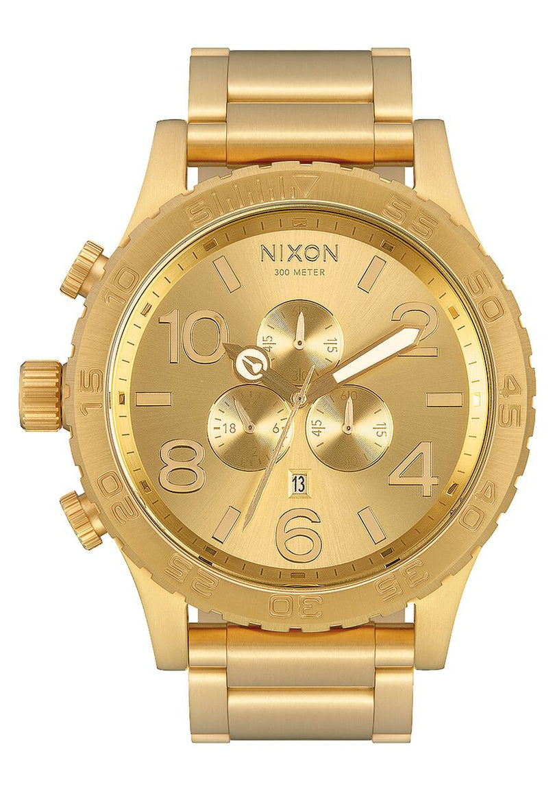 Nixon 51-30 Chrono all-gold chronograph watch with gold dial and bracelet