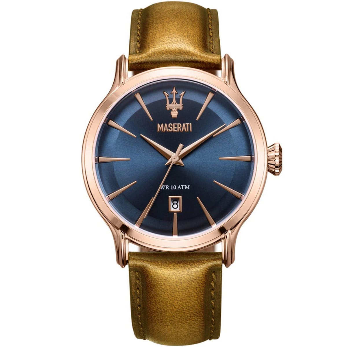 Maserati Epoca Blue Dial Leather Strap Brown Color Men's Watch R8851118001