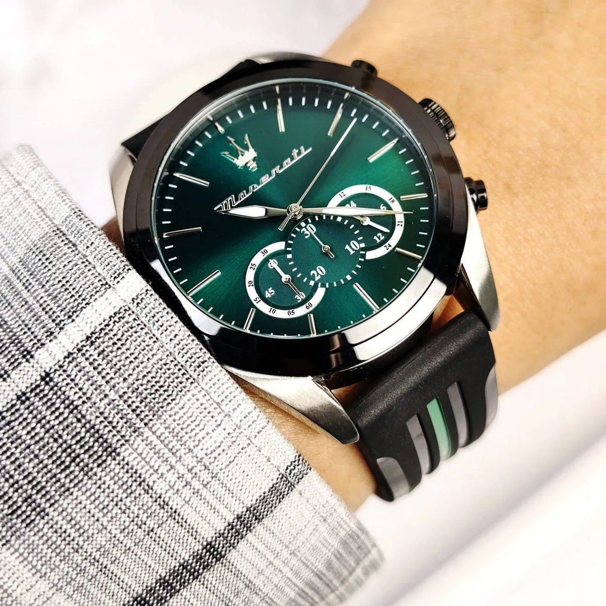 Maserati Traguardo Chronograph Green Dial Black Silicone Strap Watch For Men - R8871612043 R8871612043 - Image 5