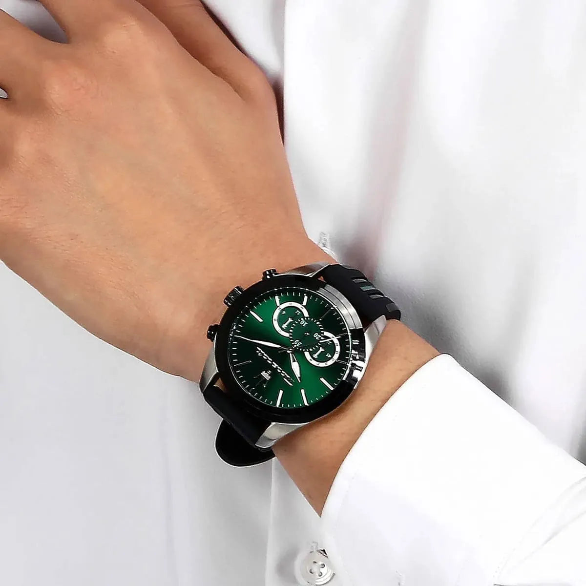 Maserati Traguardo Chronograph Green Dial Black Silicone Strap Watch For Men - R8871612043 R8871612043 - Image 6