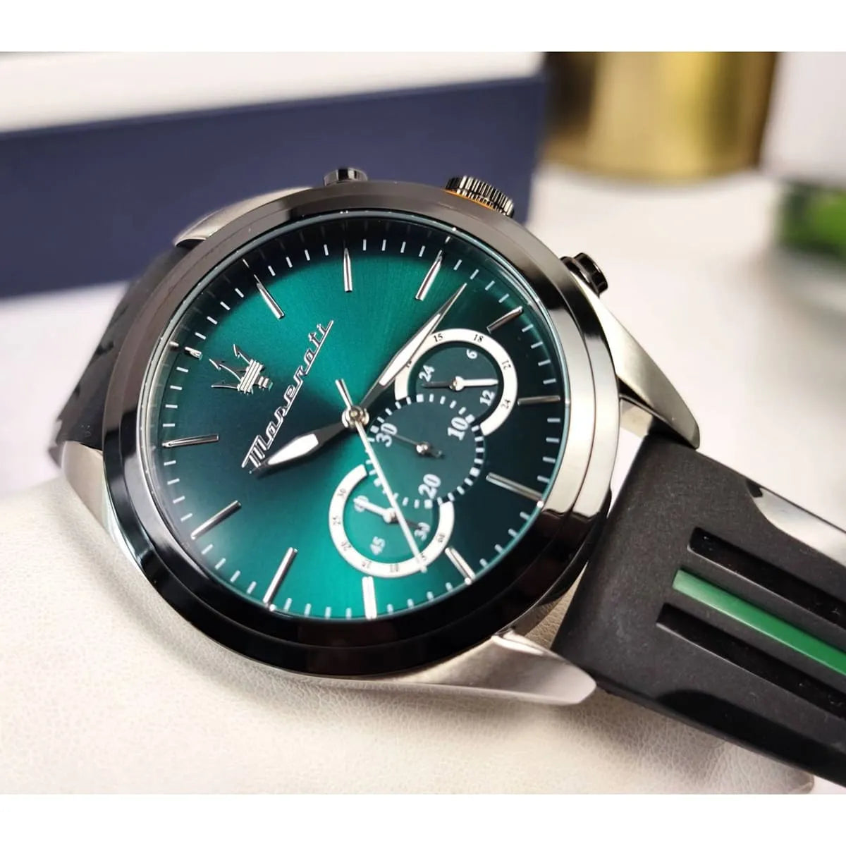 Maserati Traguardo Chronograph Green Dial Black Silicone Strap Watch For Men - R8871612043 R8871612043 - Image 9