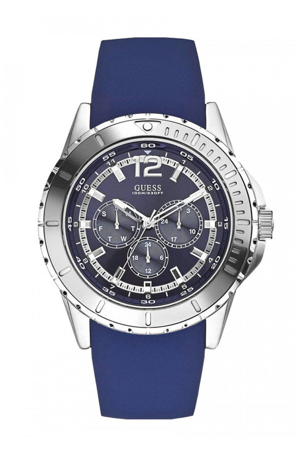 Guess Men's Quartz Stainless Steal Bule Silicone Strap Men's Watch  W0485G3 - Watches of New Zealand