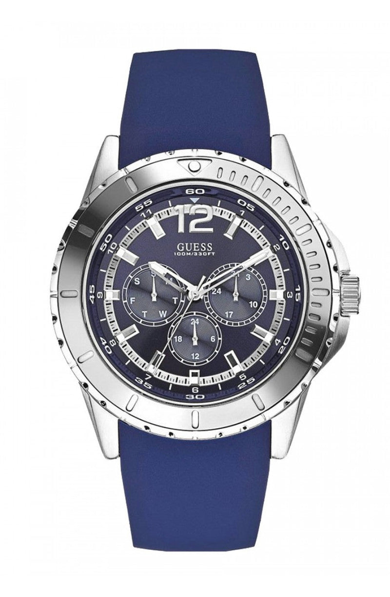 Guess Men's Quartz Stainless Steal Bule Silicone Strap Men's Watch  W0485G3 - Watches of New Zealand
