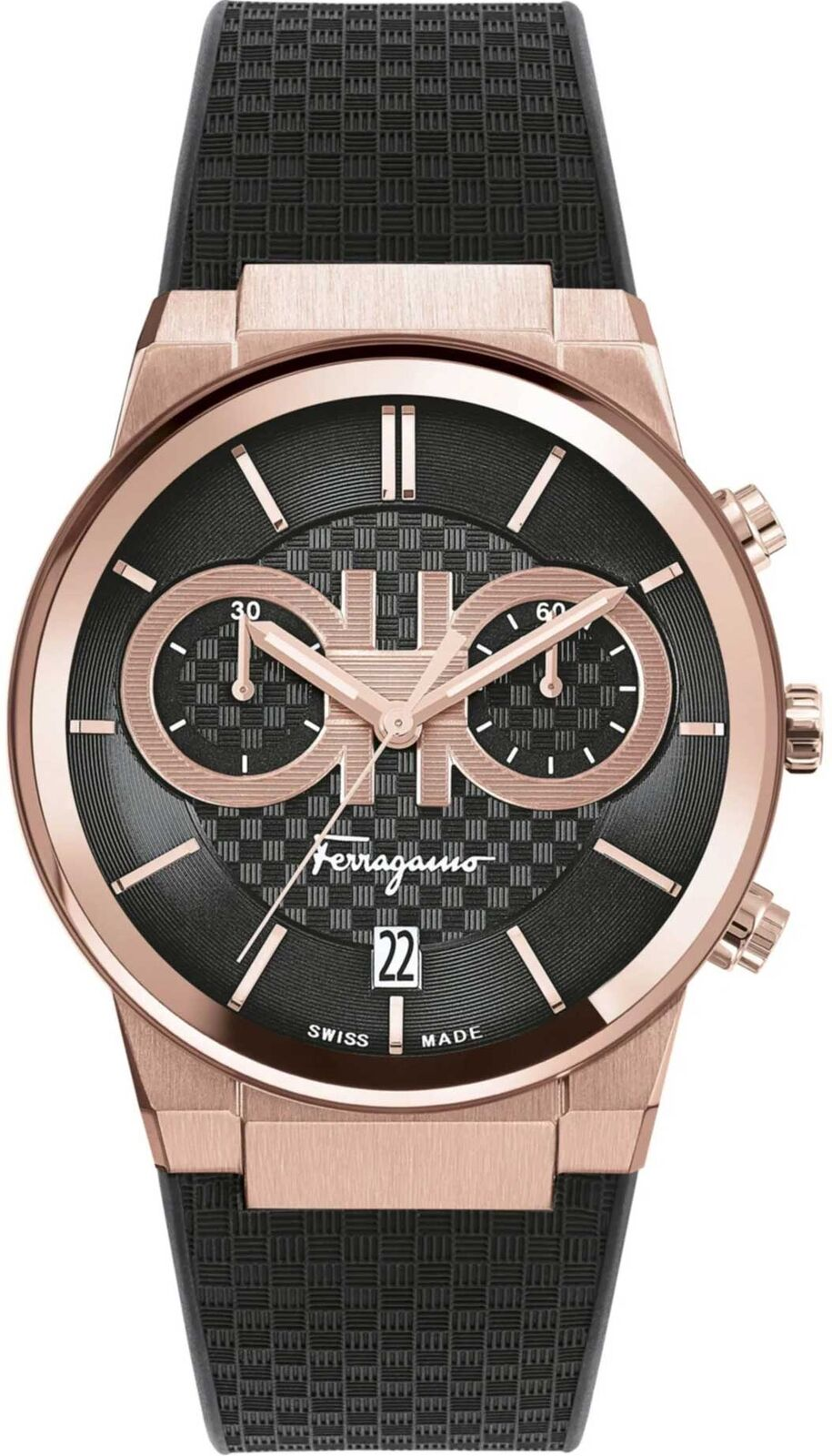 Salvatore Ferragamo Sapphire chrono watch with rose gold case and black dial