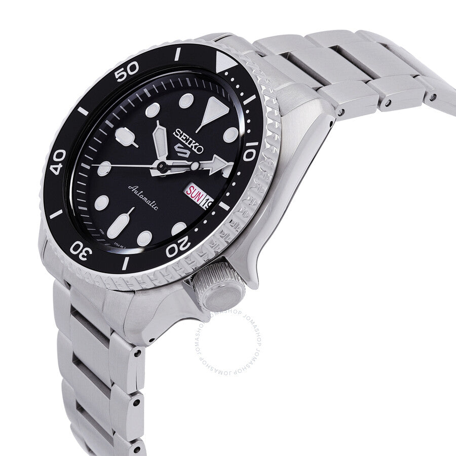 Seiko 5 Sports SRPD55K1 watch shown at angle with case and bracelet detail