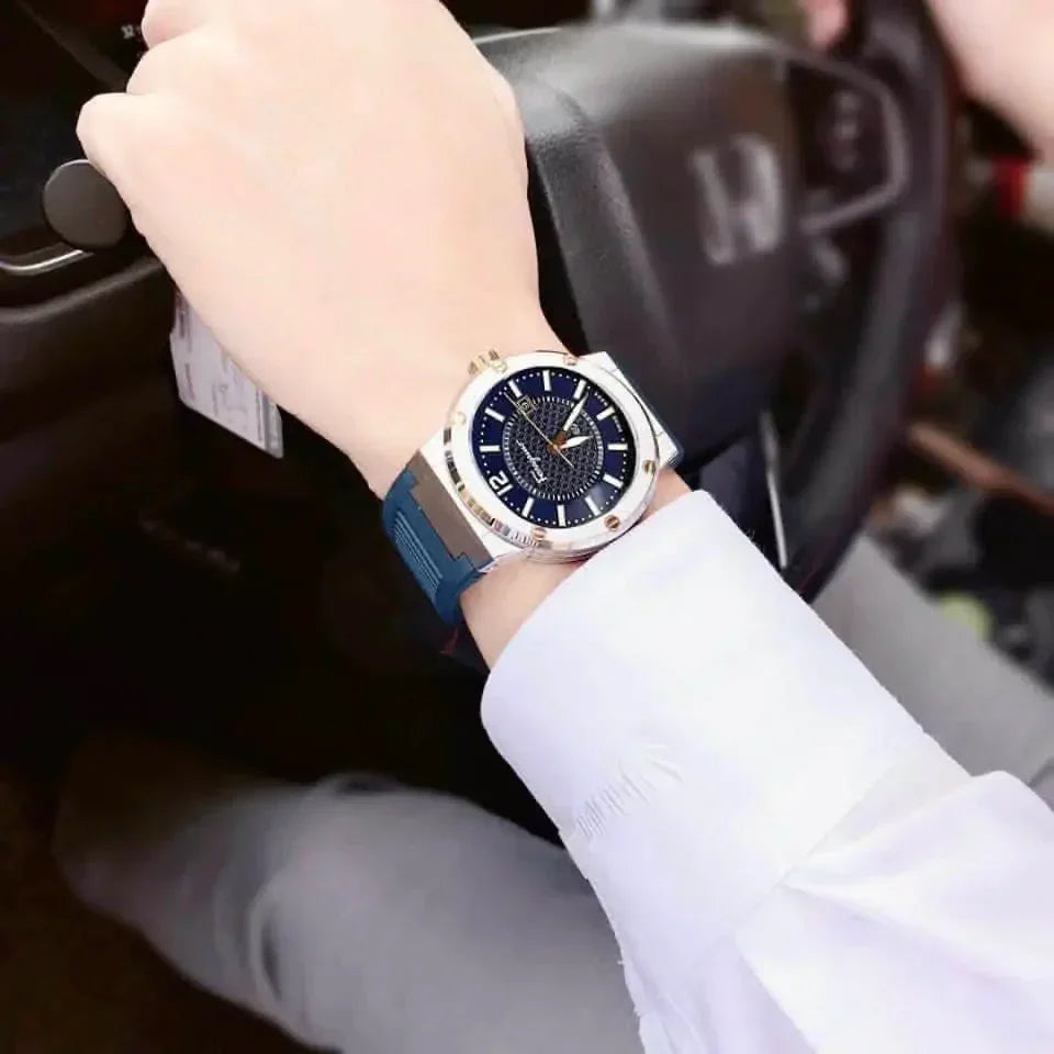Ferragamo F-80 blue men's watch worn on wrist