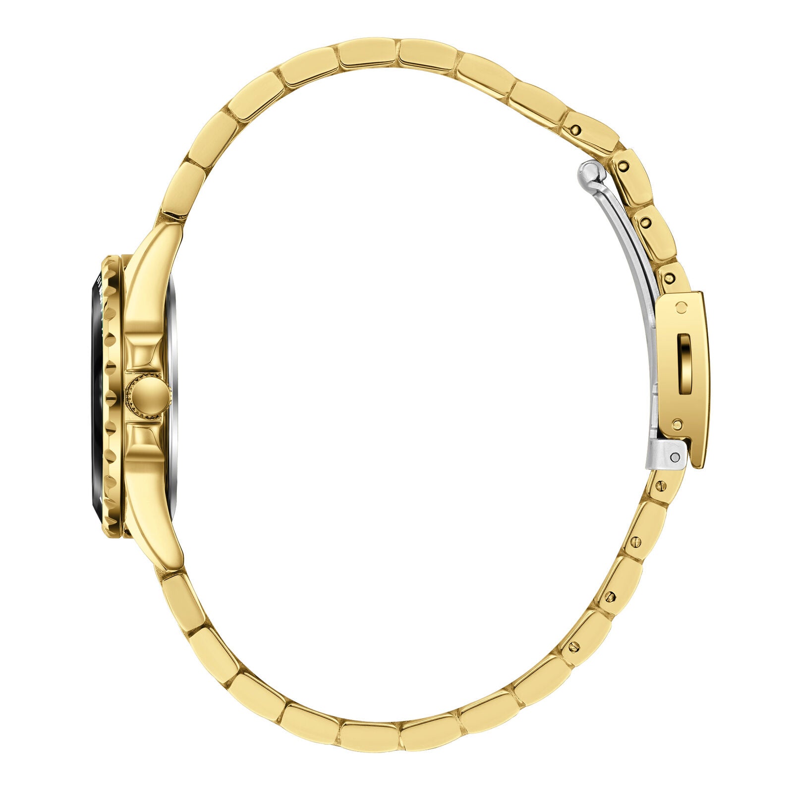 Slazenger Classic Crystals gold bracelet watch shown from side view