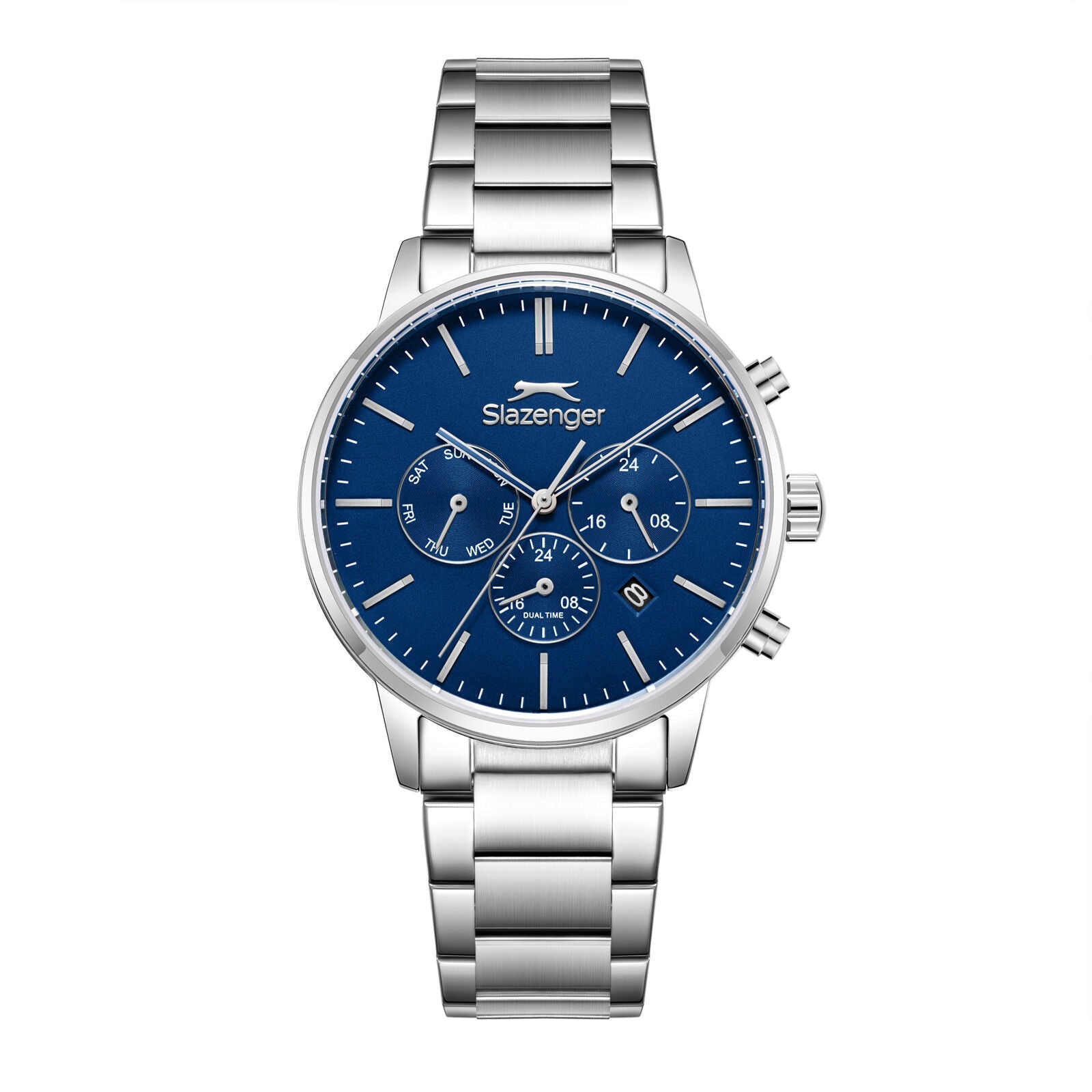 Slazenger Classic multifunction dark blue dial watch with silver stainless steel bracelet