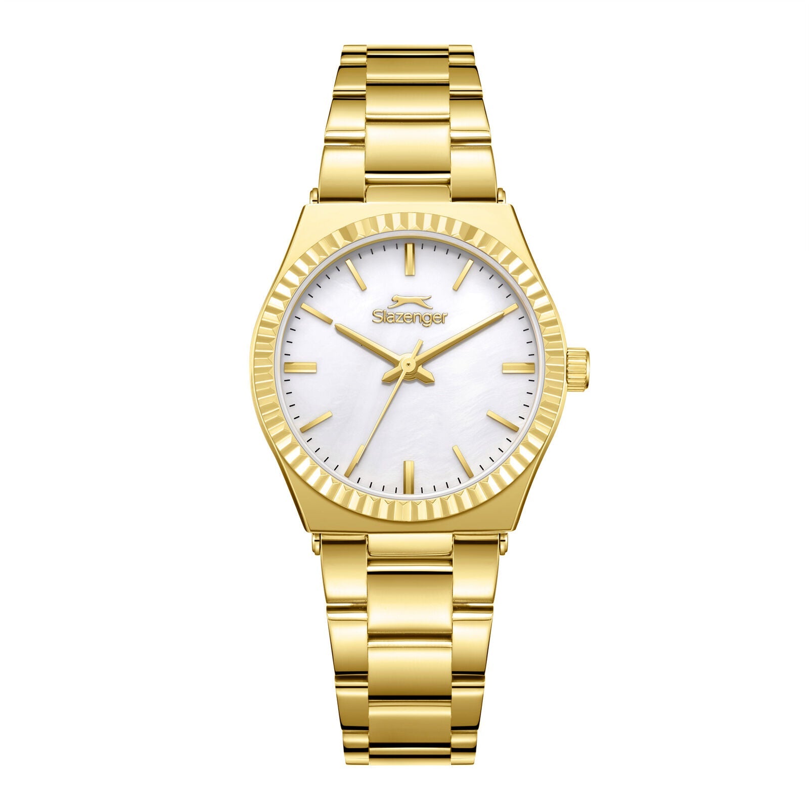 Slazenger Fashion gold watch with white mother-of-pearl dial and gold-tone bracelet
