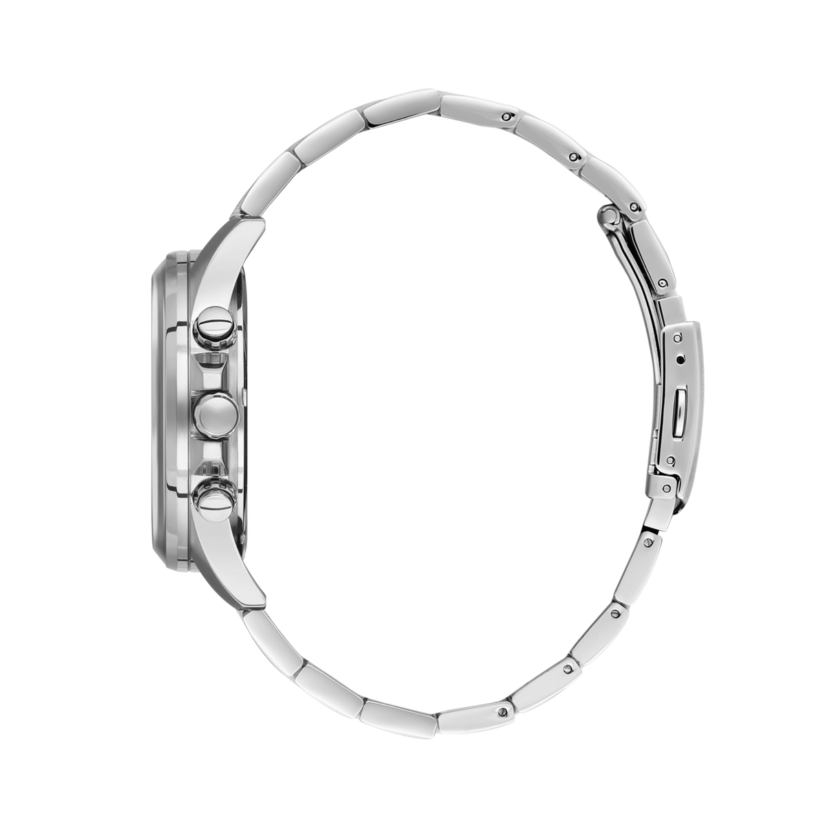 Side view of Slazenger Sporty watch showing silver case profile and chronograph pushers