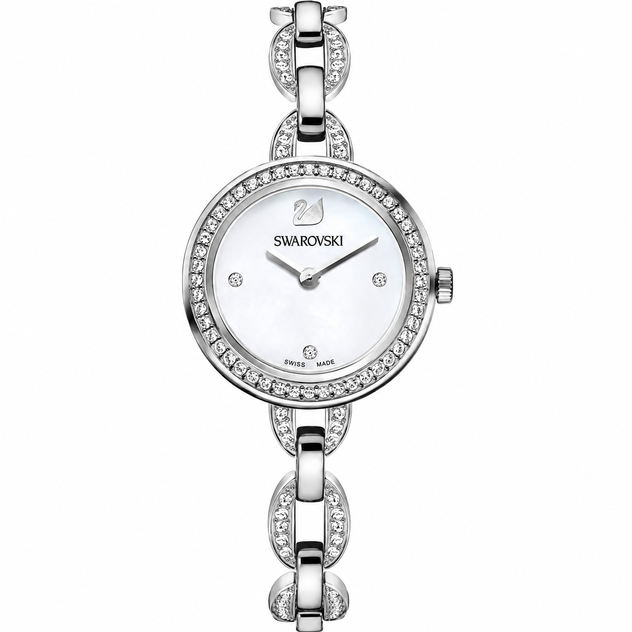 Swarovski Aila Mini Silver Metal Bracelet White Dial Women's Watch - 5253332