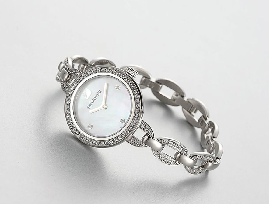 Swarovski Aila Mini Silver Metal Bracelet White Dial Women's Watch - 5253332
