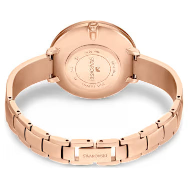 Swarovski Crystalline Delight watch caseback showing rose gold tone metal and Swarovski branding