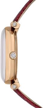Red crocodile leather strap detail of Crystalline Wonder watch with rose-gold hardware