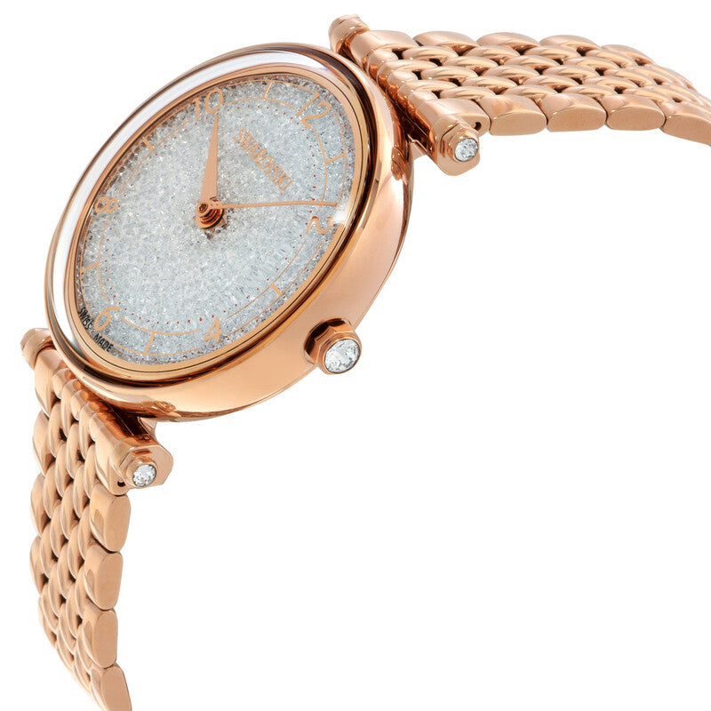 Swarovski Crystalline Wonder rose gold women's watch side view with bracelet and crystal elements