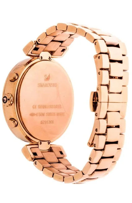 Swarovski Era Journey watch caseback showing rose gold case and model number 5295366