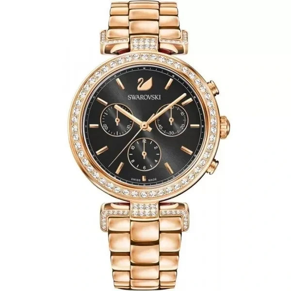Swarovski Era Journey Rose Gold Black Dial Chronograph Women's Watch - 5295366