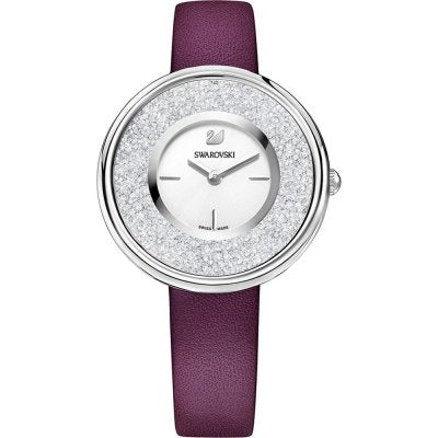 Swarovski Eternal women's watch with crystalline silver dial and purple leather strap