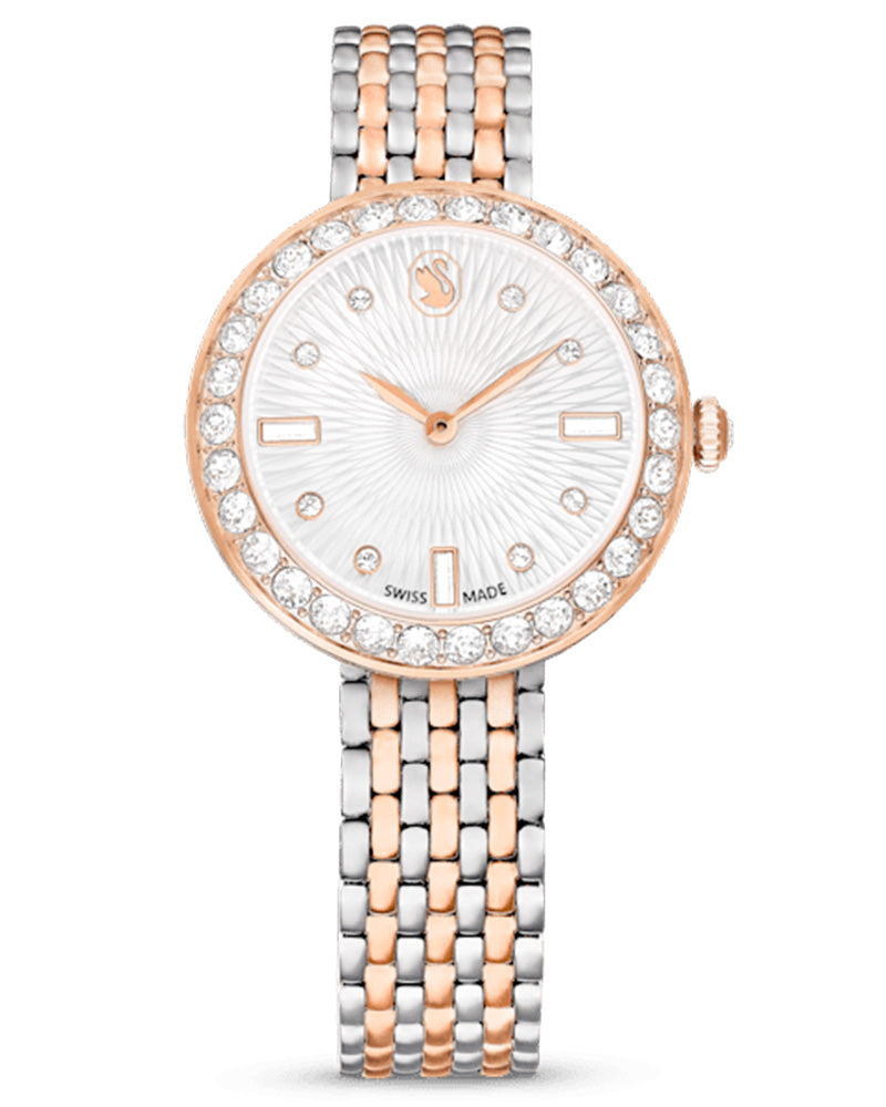 Swarovski Octea Chrono two-tone women's watch with white dial and crystal bezel