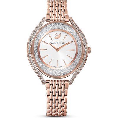 Swarovski rose gold women's watch with crystal-set bezel and white dial
