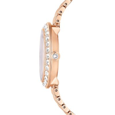 Swarovski rose gold women's watch side profile showing case and crystal bezel