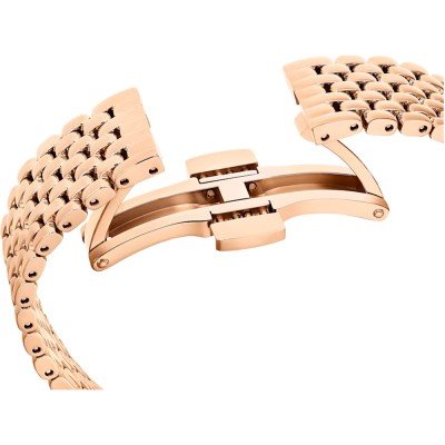 Swarovski rose gold watch bracelet with fold-over clasp detail