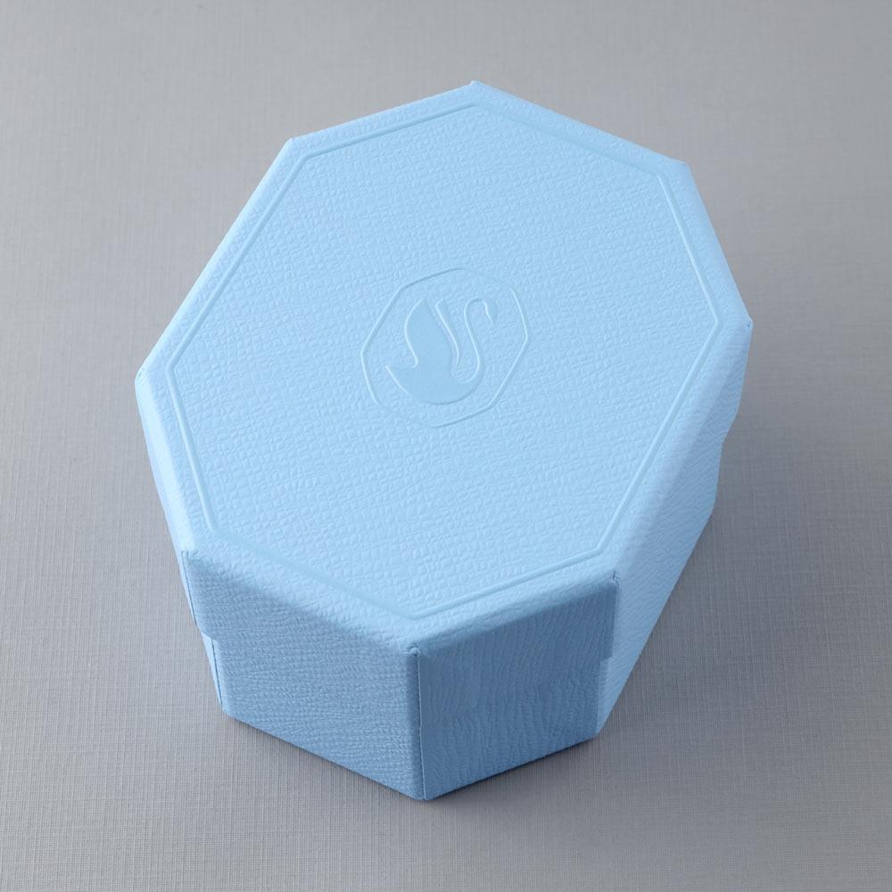 Swarovski octagonal blue presentation box with logo