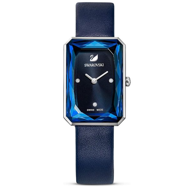 Swarovski Uptown Crystal Blue Dial Blue Leather Strap Watch for Women - 5547713
