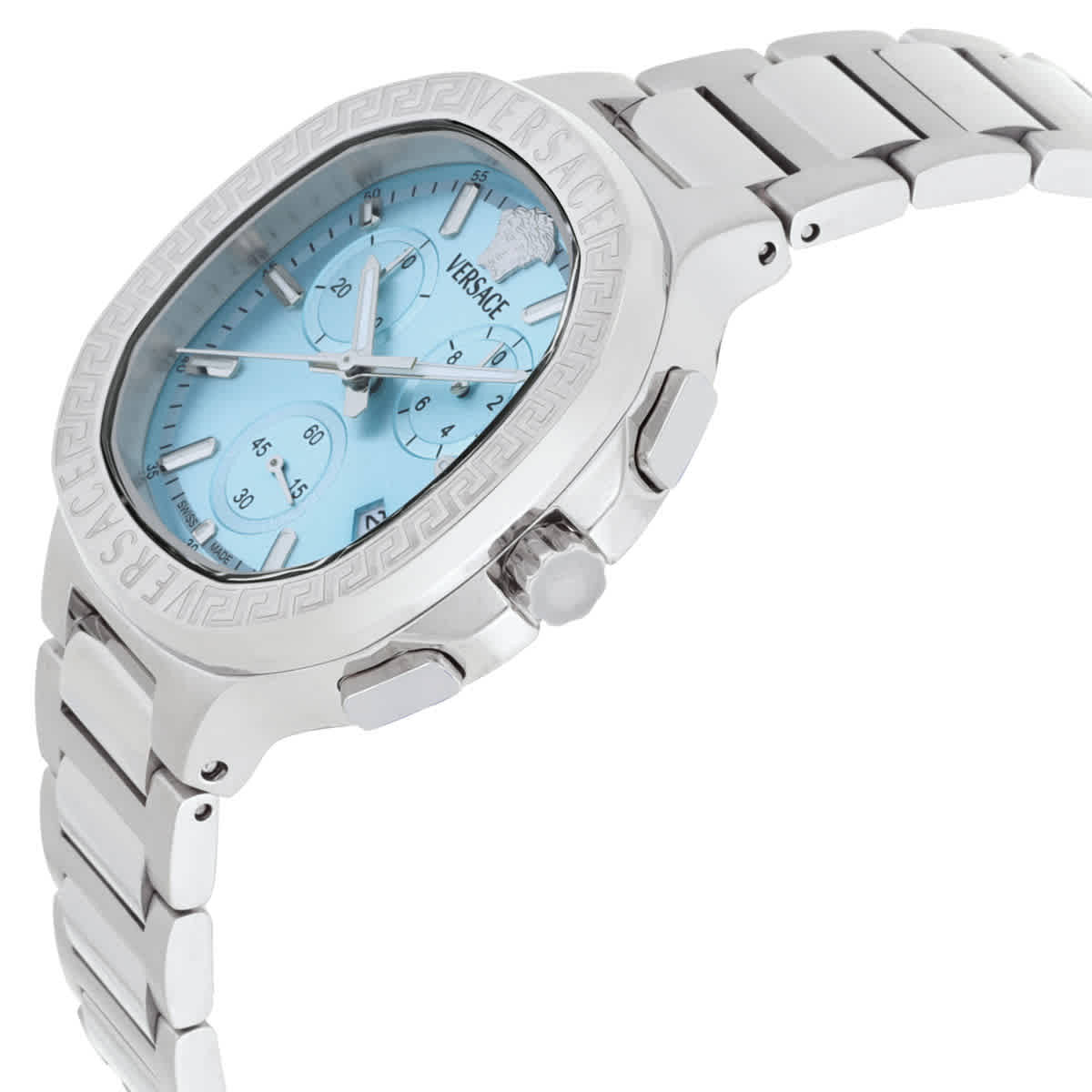 Versace V-Chrono Square Chronograph Quartz Turquoise Dial Watch VEVCA0324