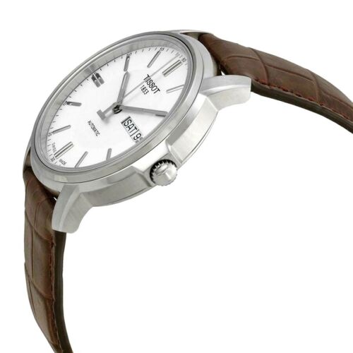 Tissot Automatics III Steel White Dial Brown Leather Strap Men Watch - T065.430.16.031.00