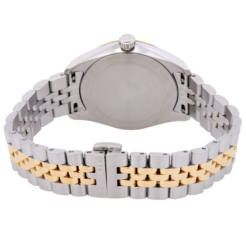 Tissot Ballade women's watch back view showing case with yellow gold and stainless steel two-tone construction