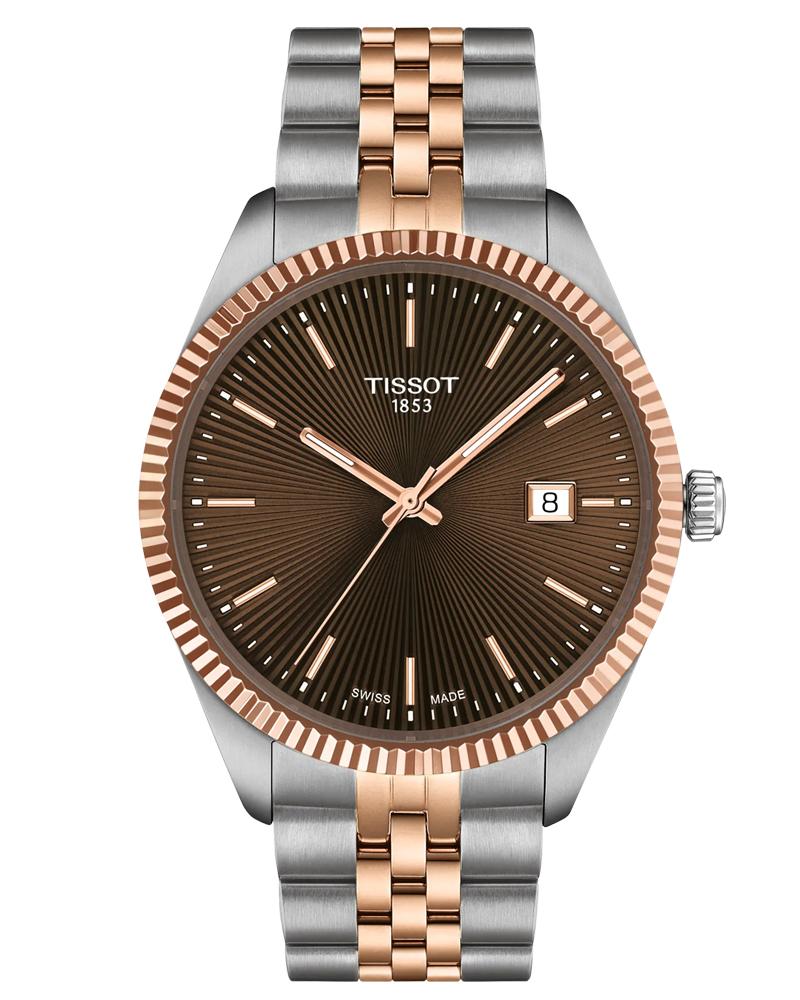 Tissot Ballade Quartz Brown Dial Two-Tone Rose Gold PVD Steel Men's Watch - T156.410.22.291.01
