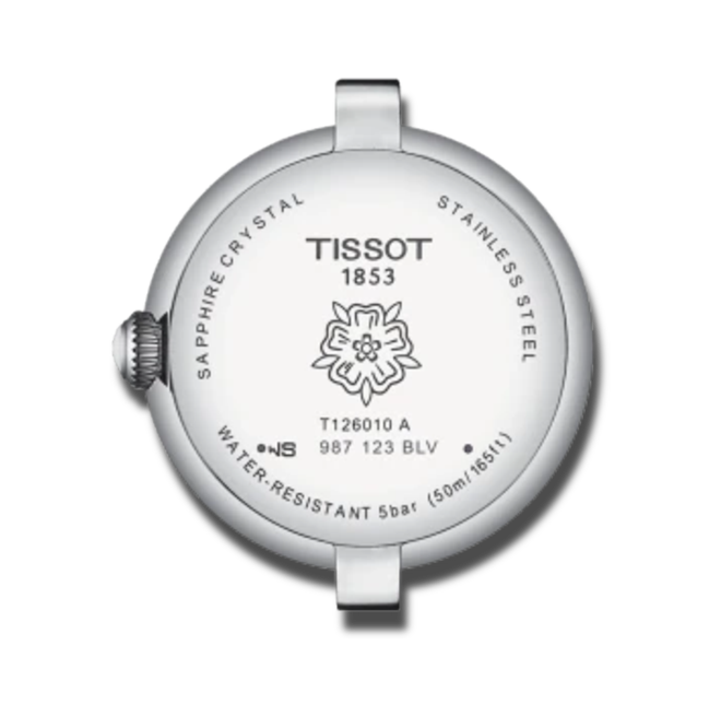 Tissot Bellissima Small Lady watch caseback with sapphire crystal and specifications