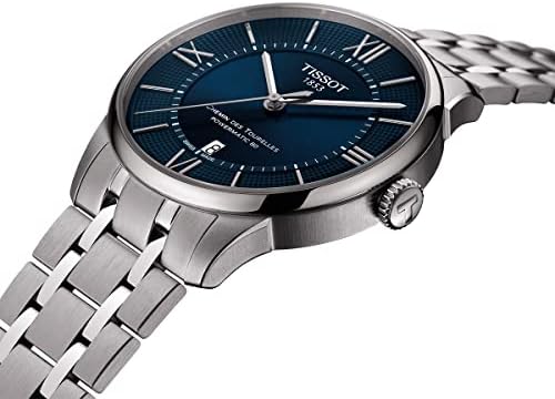 Tissot Chemin Des Tourelles side view showing stainless steel case and bracelet profile