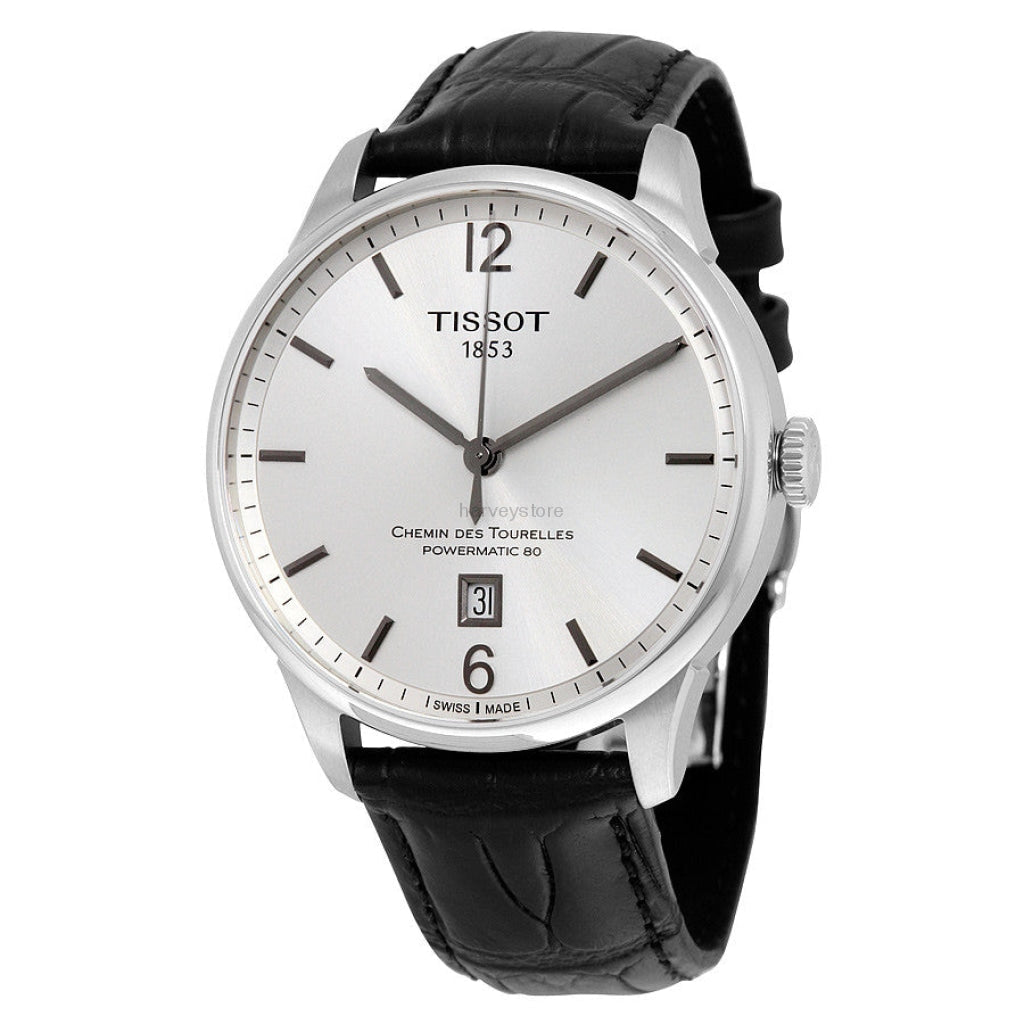 Tissot Chemin Des Tourelles Powermatic 80 Silver Dial Leather Strap Men's Watch - T099.407.16.037.00