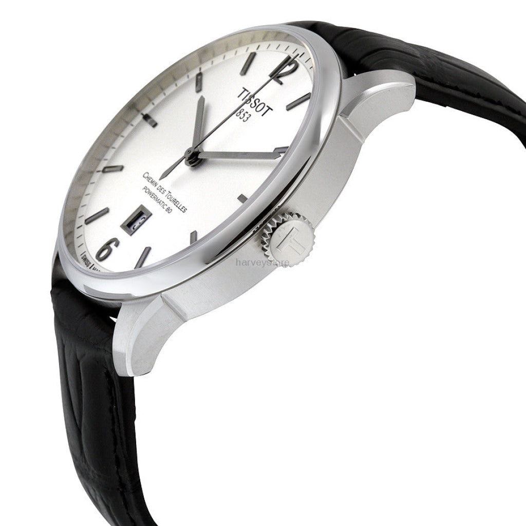 Tissot Chemin Des Tourelles Powermatic 80 Silver Dial Leather Strap Men's Watch - T099.407.16.037.00