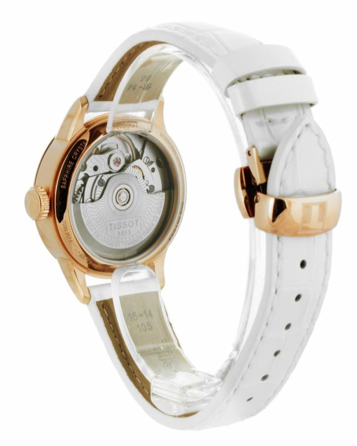 Tissot Chemin Des Tourelles Powermatic 80 Rose Gold Tone MOP Leather Strap Women's Watch - T099.207.36.118.00