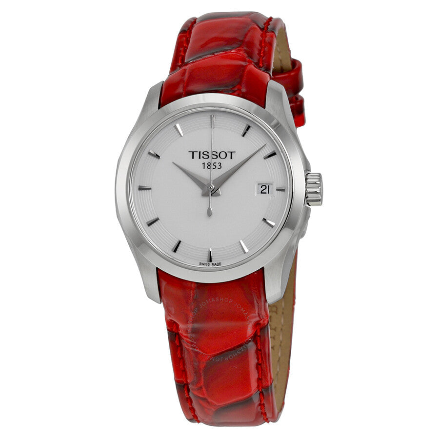 Tissot Couturier White Dial Red Leather Ladies Watch T0352101601101