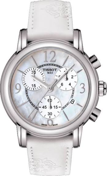 Tissot Dressport Chronograph White Leather Strap Women's Watch - T050.217.17.117.00