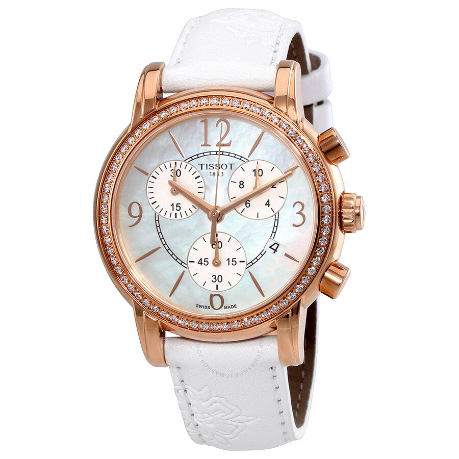 Tissot Dressport White Mother of Pearl Dial White Leather Ladies Watch T0502176711701