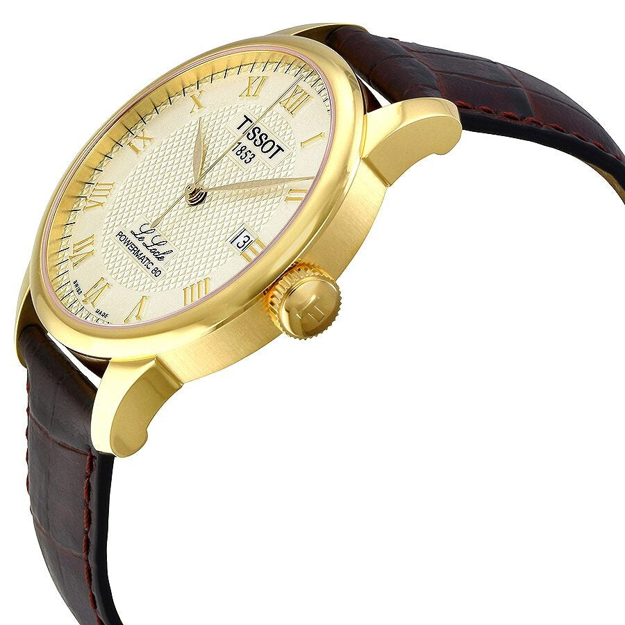 Tissot Le Locle Powermatic 80 Gold Dial Brown Leather Strap Men's  Watch - T006.407.36.263.00