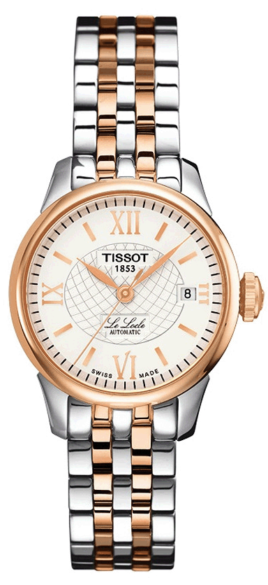 Tissot Le Locle Automatic Small Lady women's watch with two-tone steel strap and silver dial